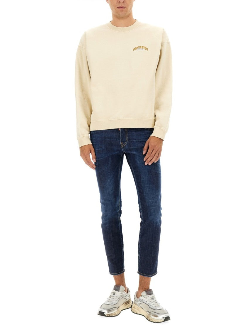 Dsquared2 Relaxed-Fit Cotton Sweatshirt With Curved Logo