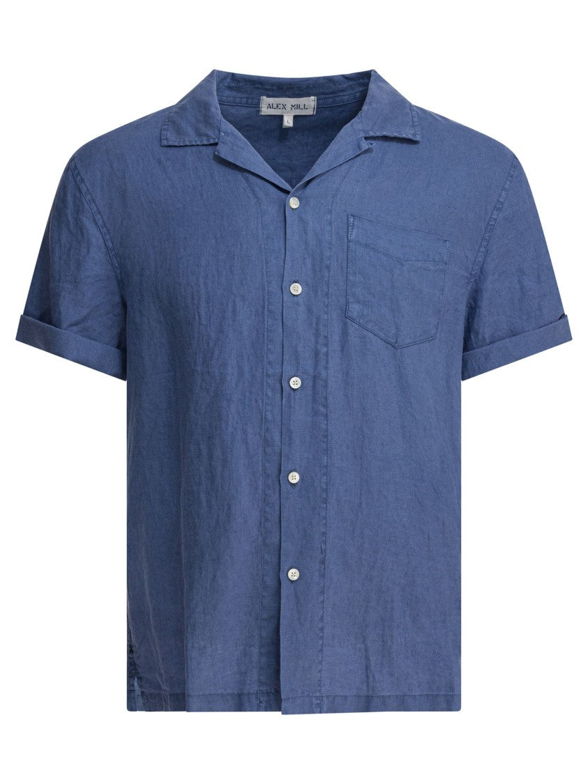 Alex Mill Light Blue Linen Camp Shirt With Relaxed Fit
