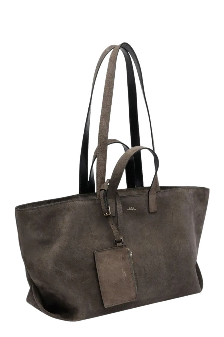 A.P.C. Gray Le Drummer Zip Suede Duffel Bag