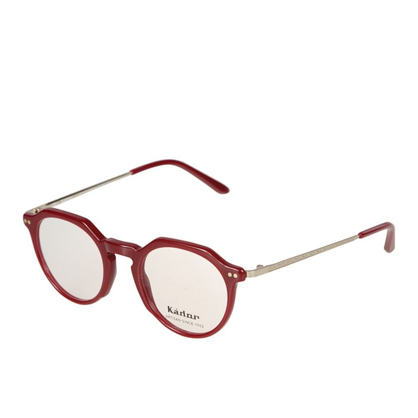 Kador Rayan Round Frame Red Sunglasses With Metallic Temples