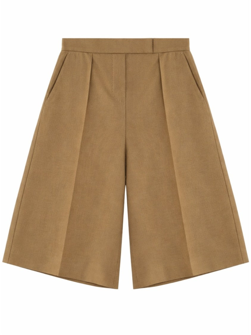 Max Mara Kaki Knee-Length Pleated Linen Shorts