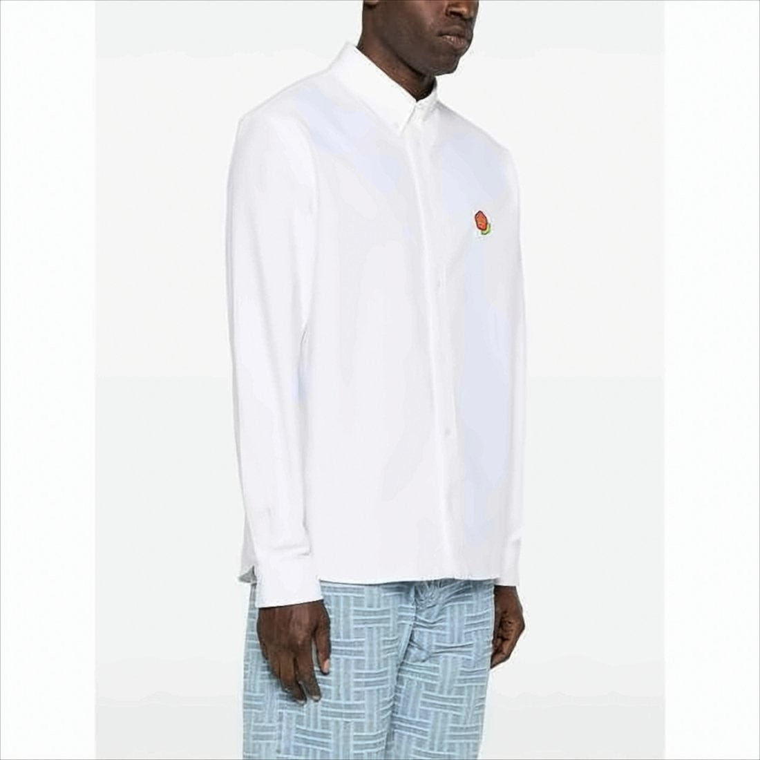 Kenzo Long-Sleeve White Shirt With Button-Down Collar