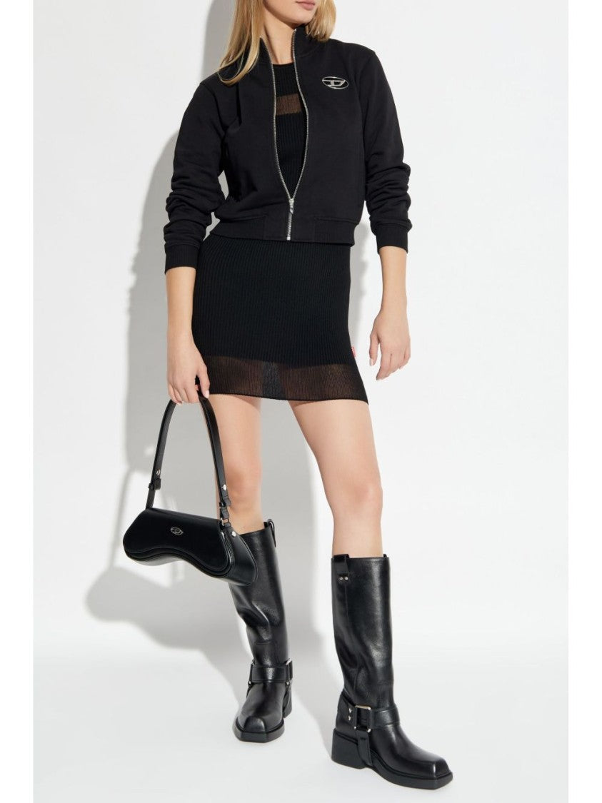 Diesel Fitted Black Sweatshirt With High Collar