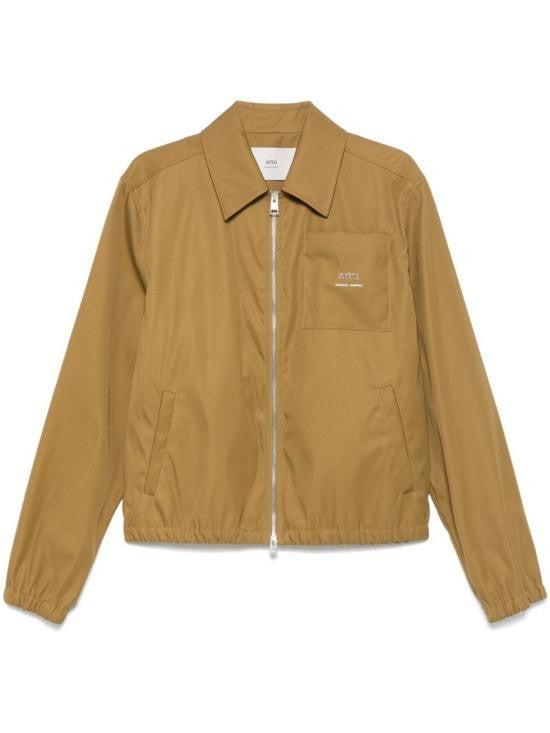 Ami Paris Lightweight Brown Jacket With Classic Collar
