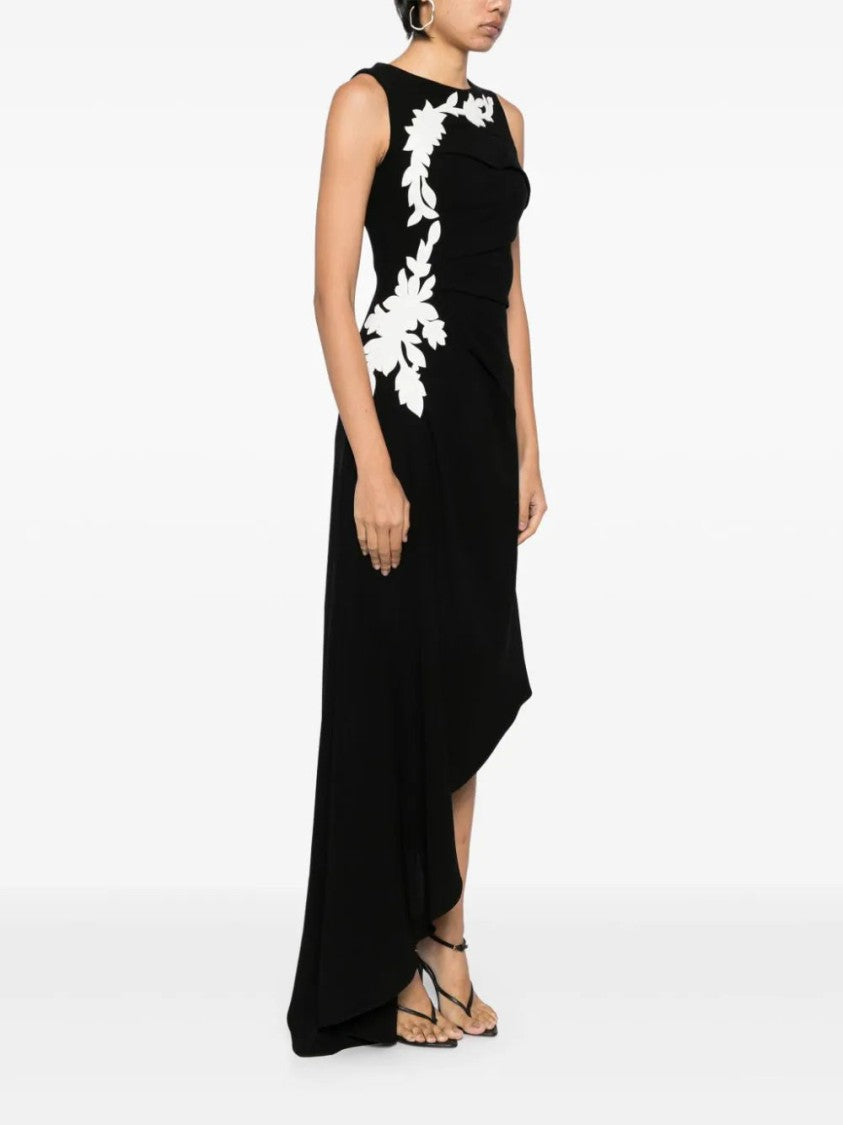 Saiid Kobeisy Crepe, High-Low Dress With Matching Embroidery