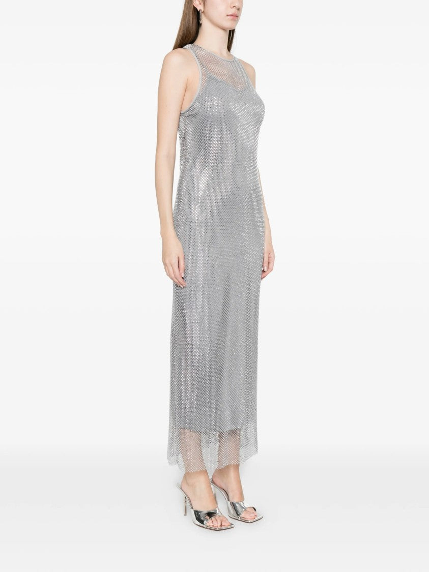 Marella Metallic Mlllimone Sleeveless Midi Mesh Dress