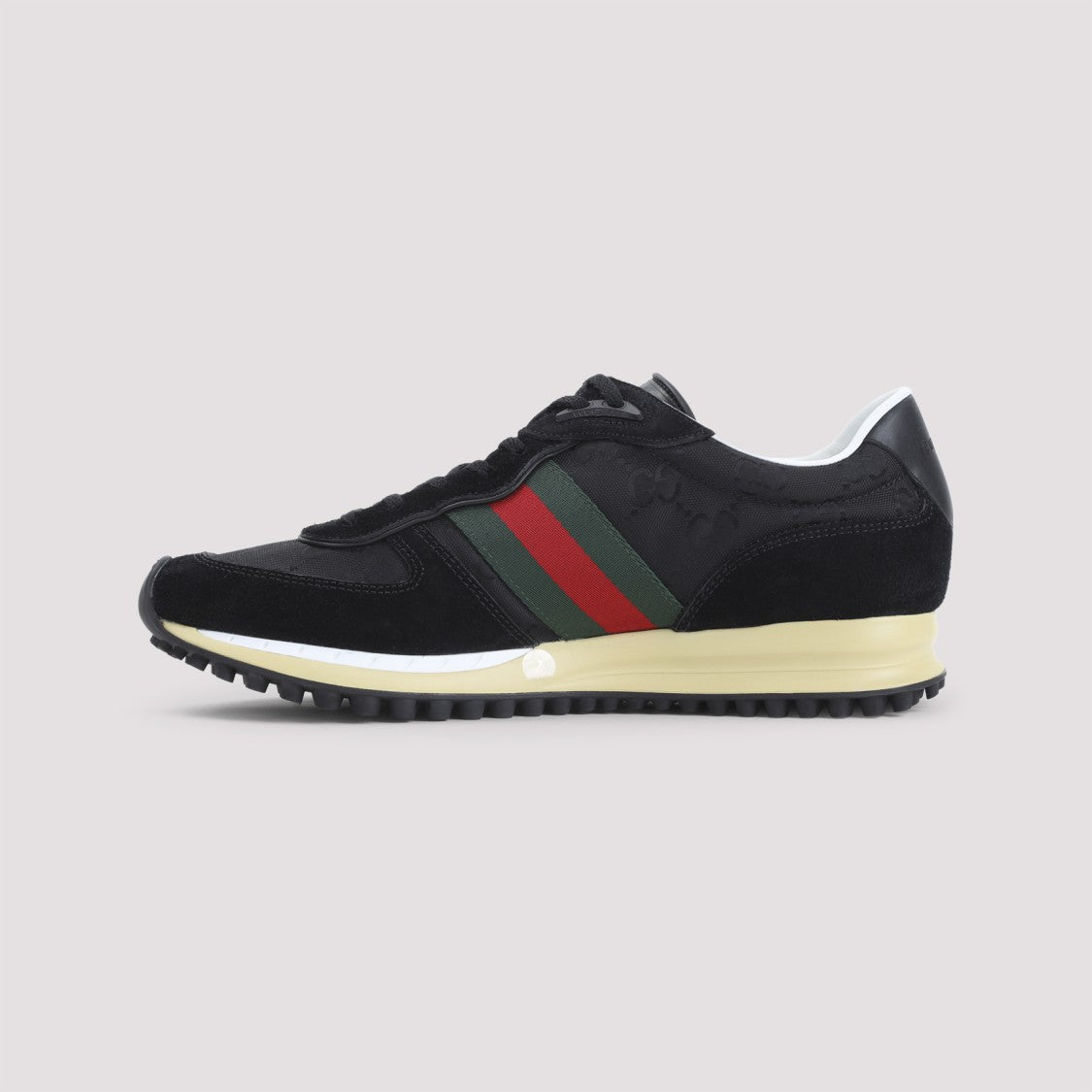 Gucci Black Calf Leather Sneakers With Signature Stripes