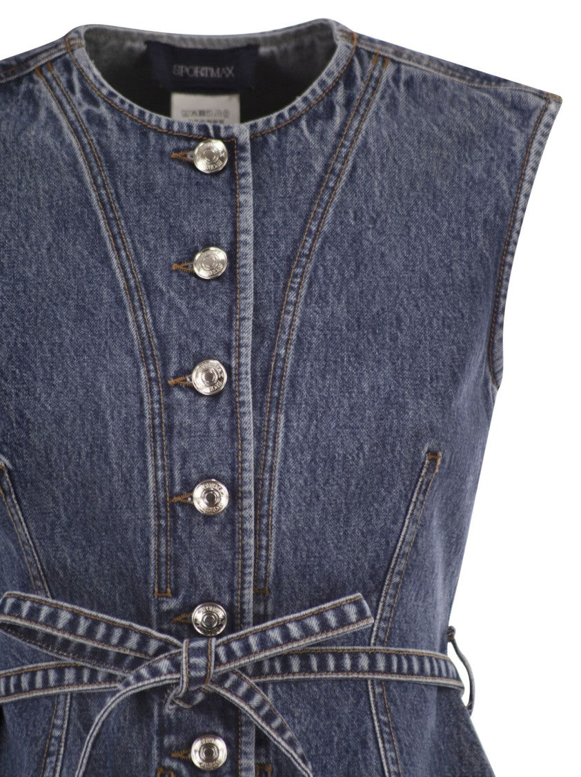 Sportmax Spddominio - Denim Sleeveless Top