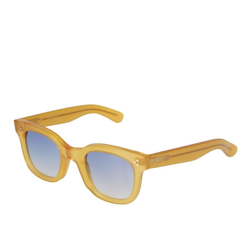 Kador Heritage Translucent Amber-Yellow Acetate Sunglasses With Gradient Blue Tint