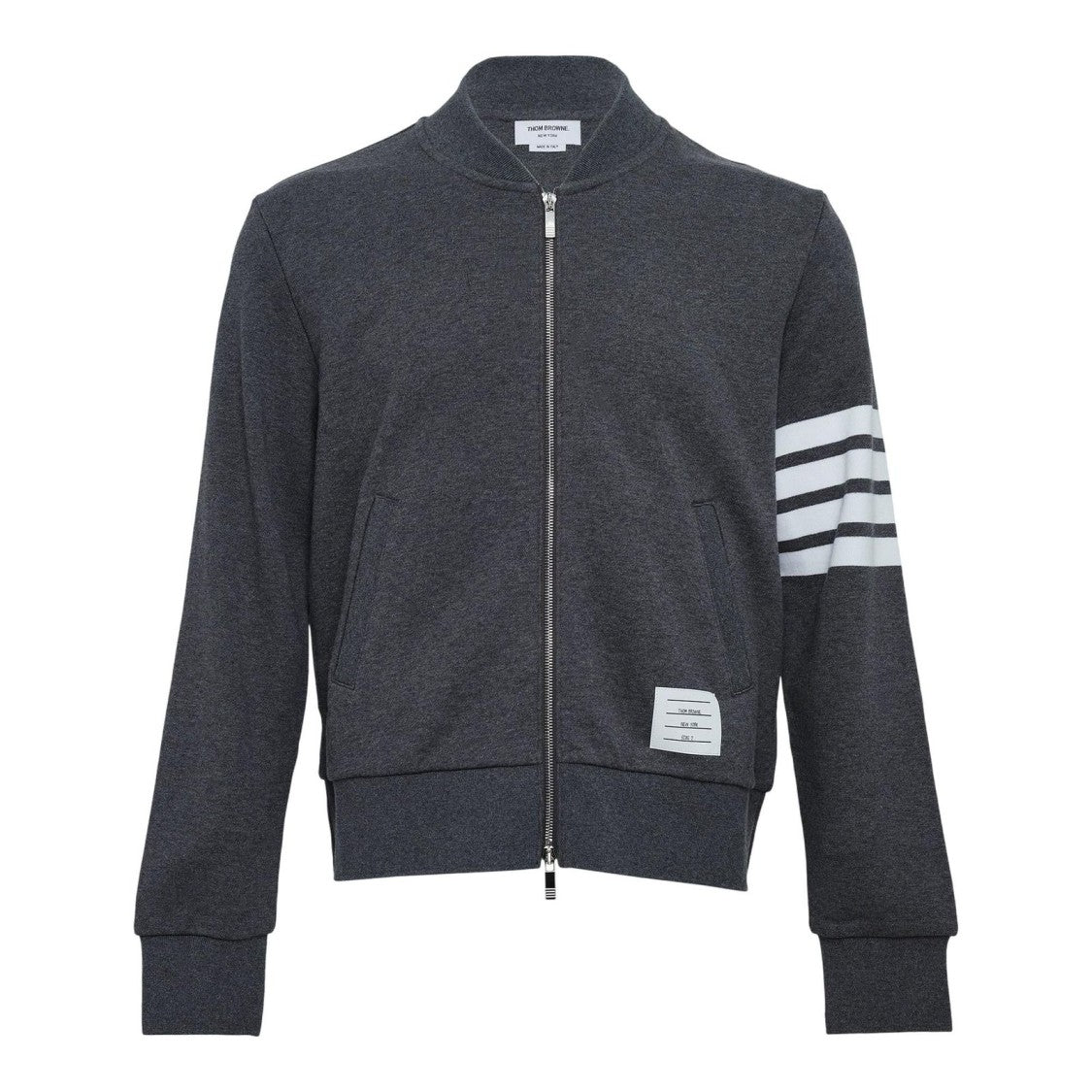 Thom Browne Zip-Up Jacket With Ribbed Details And Signature Stripes