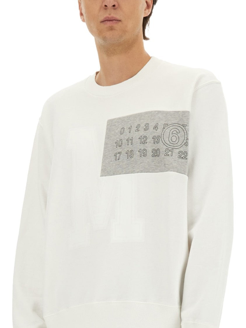 Mm6 By Maison Margiela White Sweatshirt With Contrasting Logo Patch