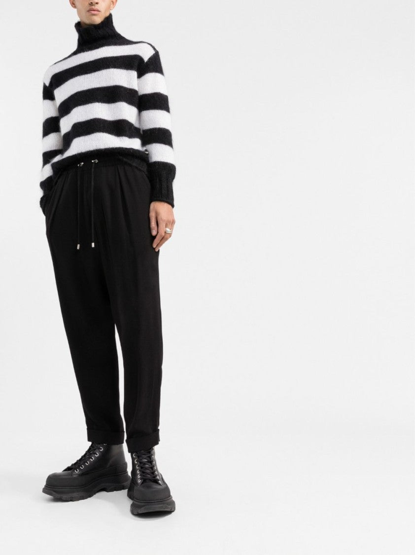 Balmain Slouchy Crepe Tapered-Leg Track Pants