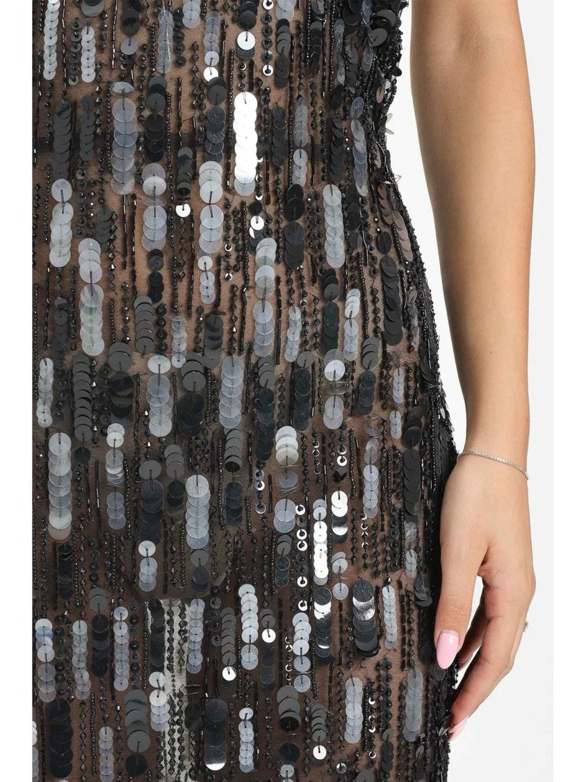 Red Carpet E. Franchi Sequin-Embellished Maxi Dress With Structured Bodice