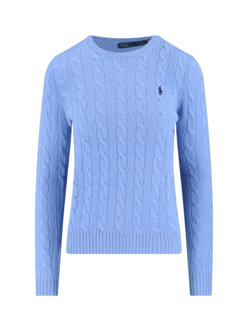 Polo Ralph Lauren Refined Cable-Knit Crewneck Sweater With Embroidered Detail