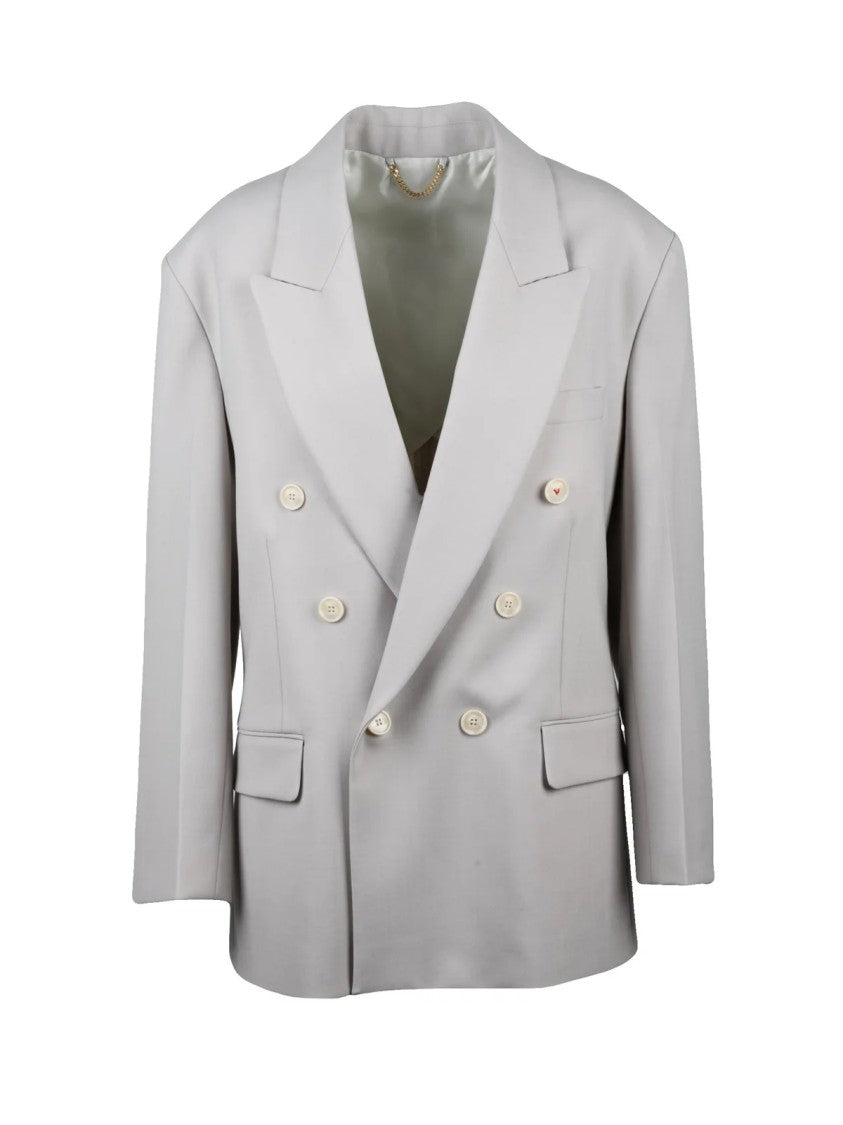 Victoria Beckham Double-Breasted Virgin Wool Jacket With Wide Belt Detail