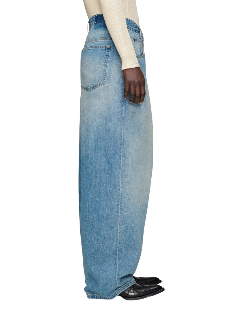 Maison Margiela Light Blue Wrap-Front Cotton Denim Wide-Leg Jeans