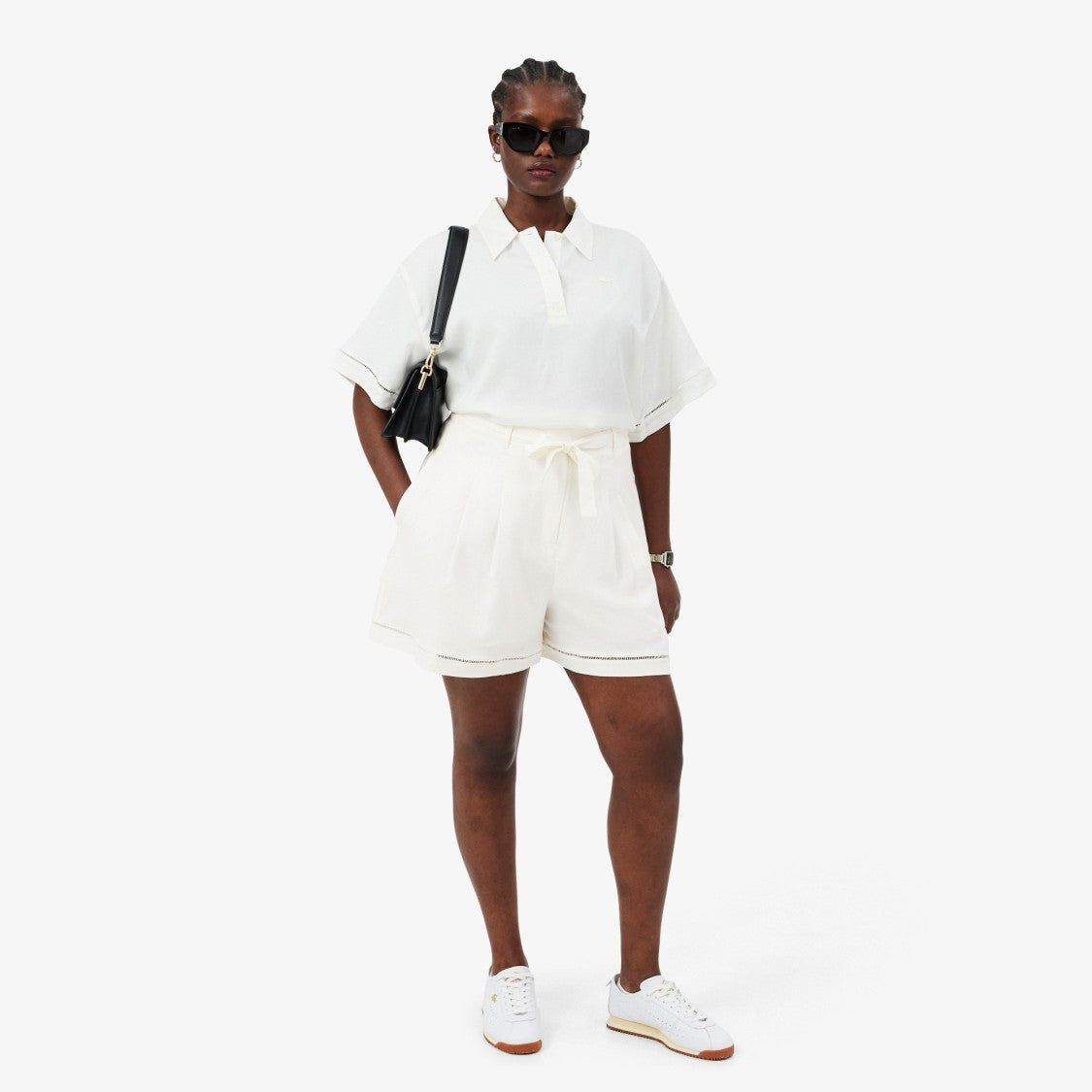 Lacoste Tailored White High-Waist Shorts