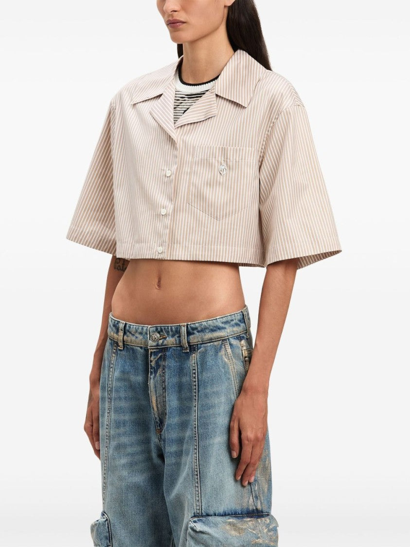 Palm Angels Cropped Cotton Shirt