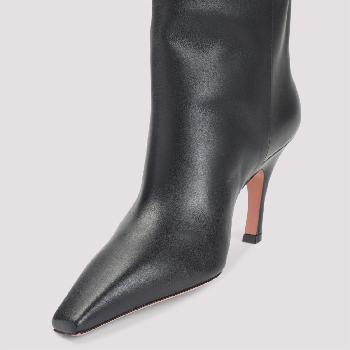 Amina Muaddi Pointed Toe Black Ankle Boots