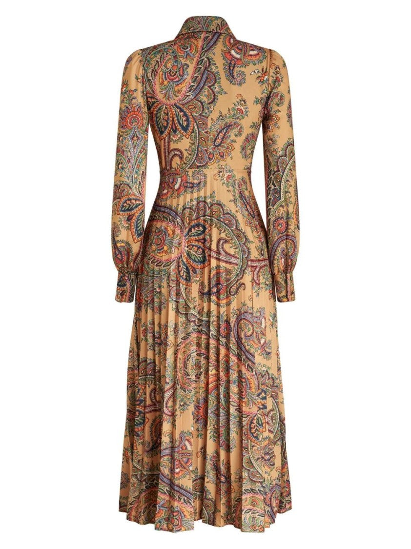 Etro Beige Midi Dress With Classic Collar