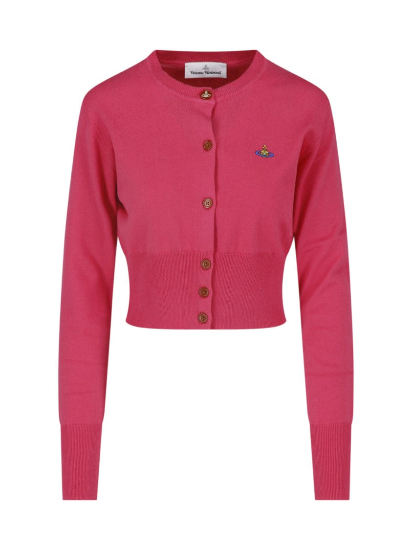 Vivienne Westwood Fuchsia Cashmere-Blend Orb Cropped Cardigan
