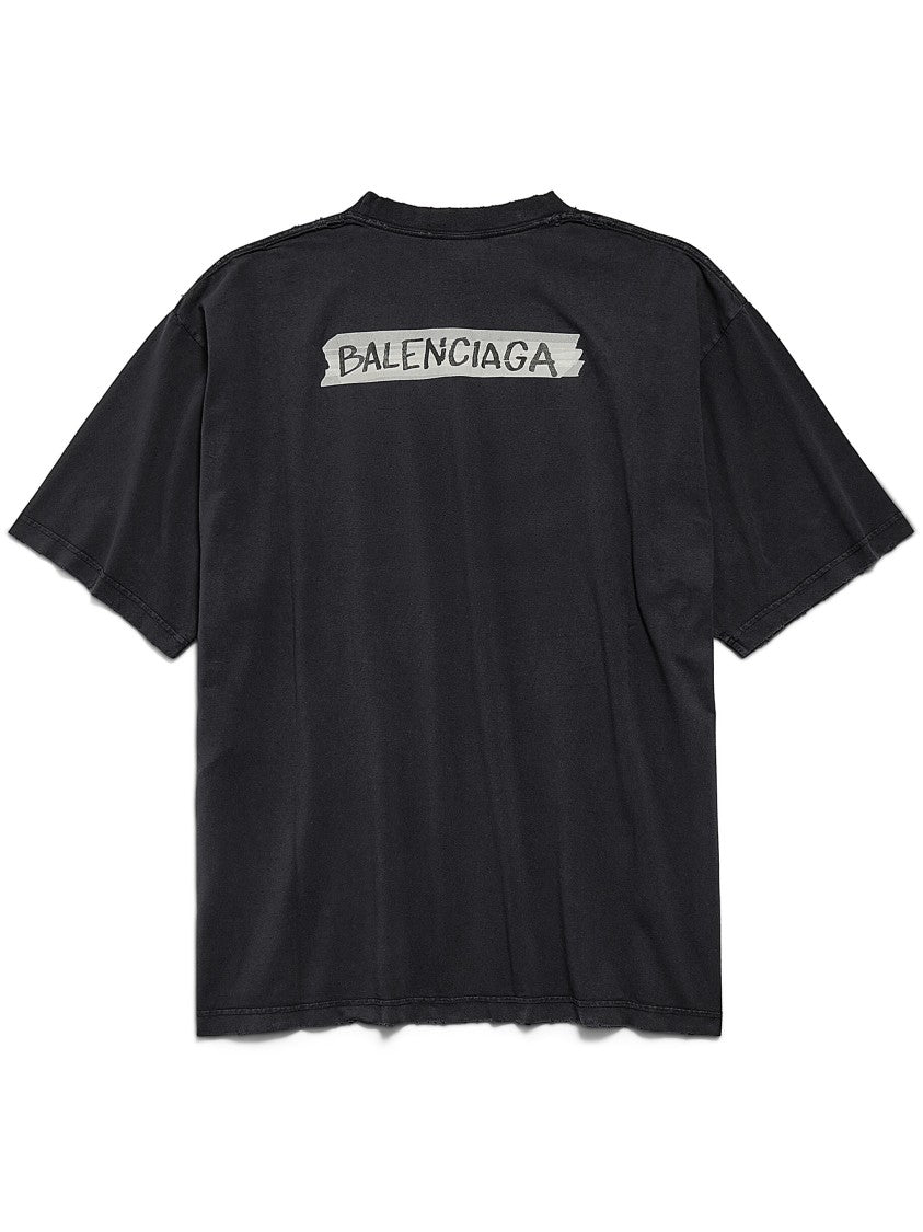 Balenciaga Black Medium Fit Patch Detail T-Shirt