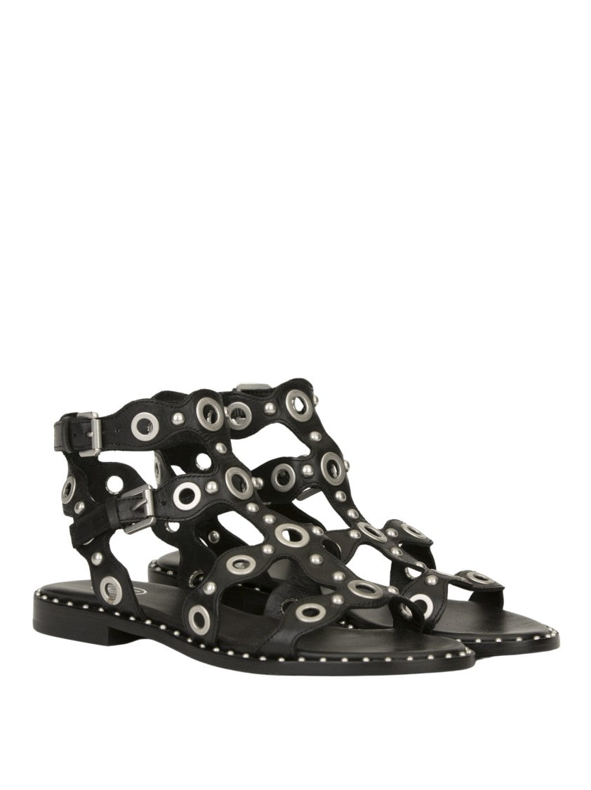 Ash Sandals With Circular Cutouts And Metallic Accents
