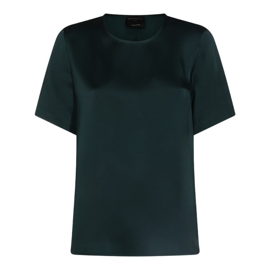 Antonelli Firenze Satin-Finish Short-Sleeved Top With Classic Round Neckline