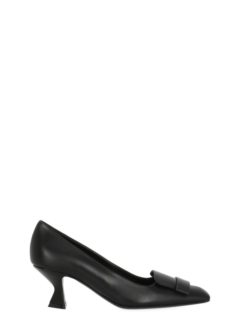 Sergio Rossi Black Square Tip Spool Heel Pumps