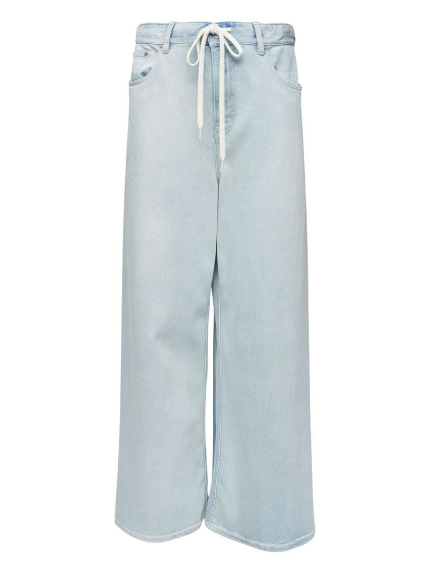 Mm6 By Maison Margiela Light Blue Whiskering Drawstring Jeans