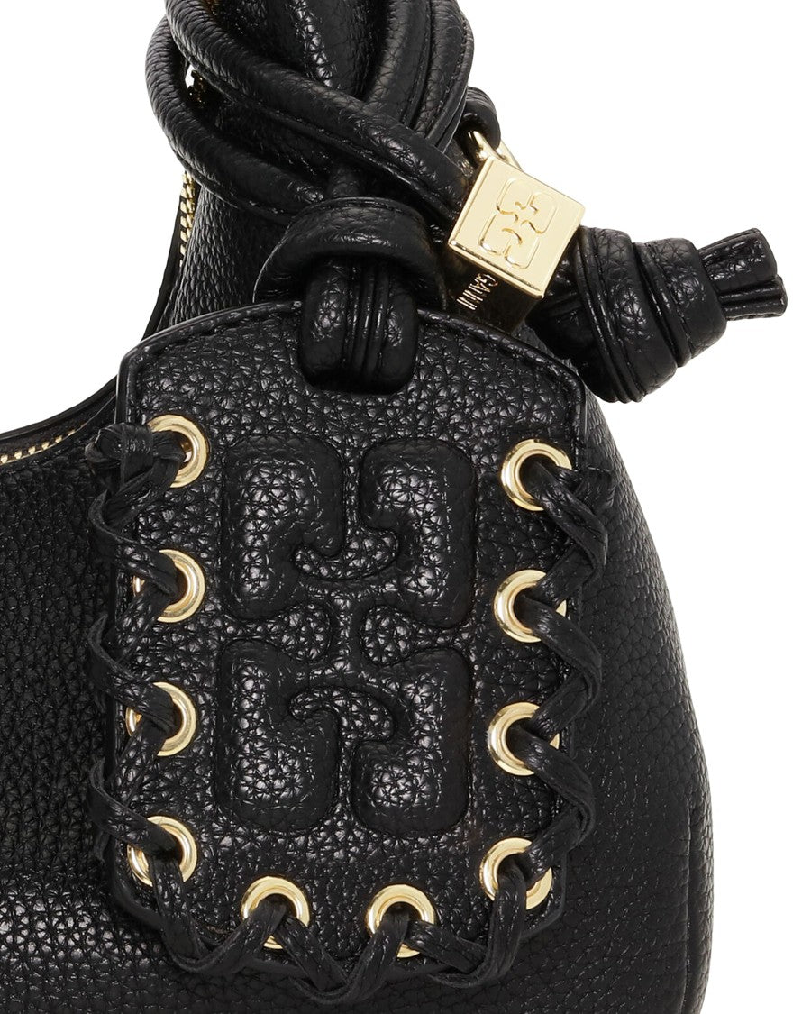 Ganni Mini Hobo Bag With Adjustable Strap And Decorative Mirror Tag
