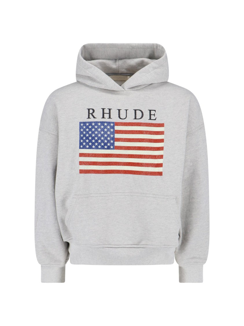 Rhude Classic Knit Grey Sweater With Ribbed Cuffs