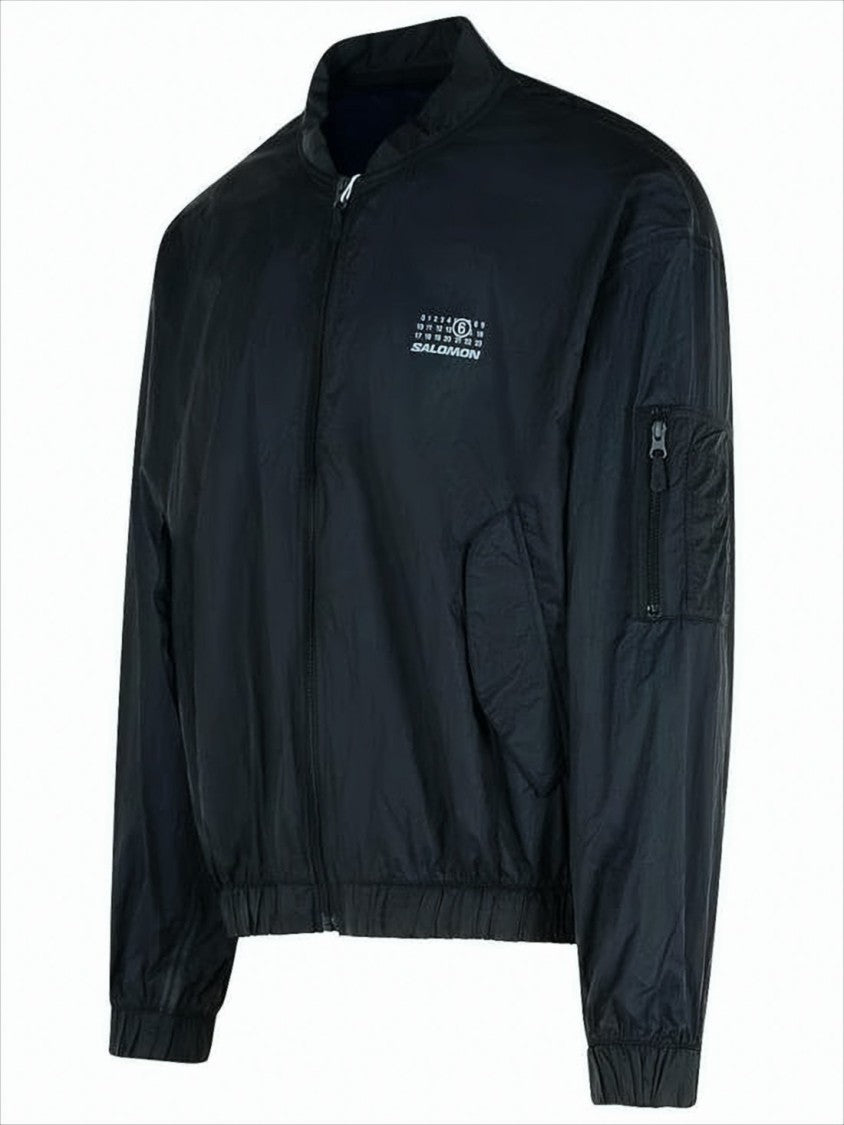 Mm6 By Maison Margiela Lightweight Black Bomber Jacket With Zippered Details