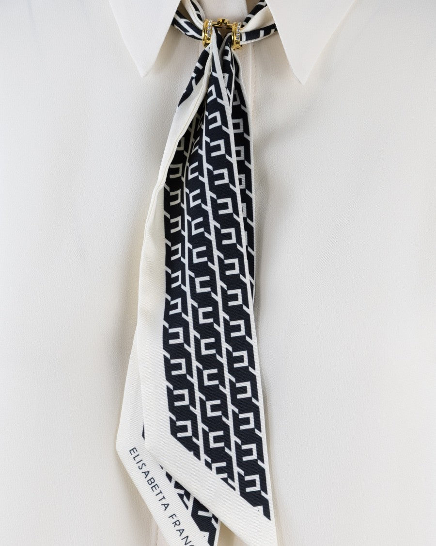 Elisabetta Franchi Ivory Georgette Shirt With Scarf