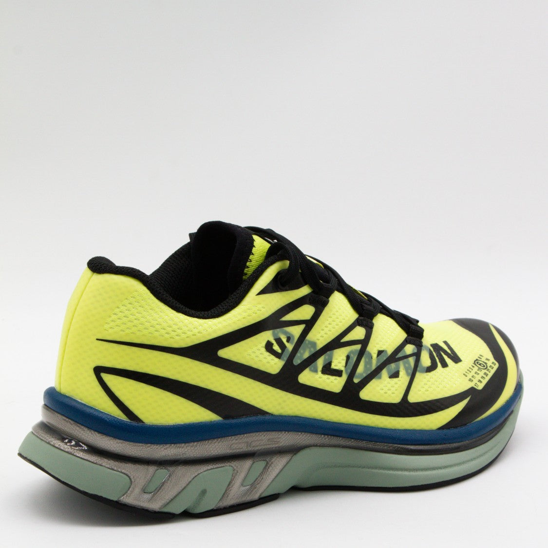 Mm6 By Maison Margiela X Salomon Neon Yellow Mesh Sneakers With Geometric Overlays