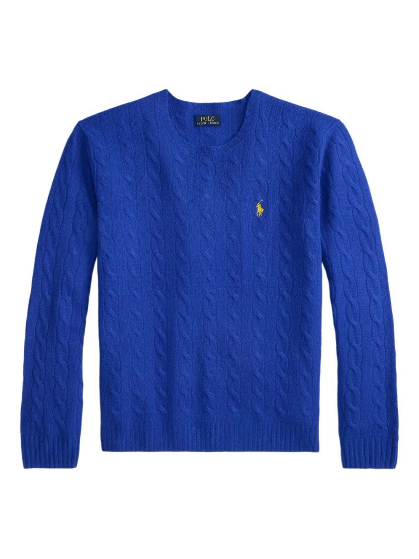 Polo Ralph Lauren Cable-Knit Wool-Cashmere Crewneck Sweater With Iconic Embroidery