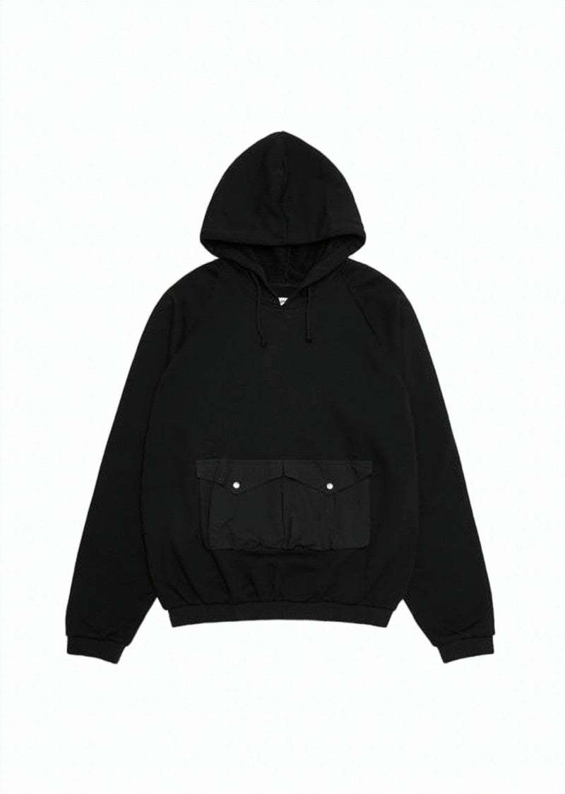 Gimaguas Relaxed Fit Black Hoodie With Front Pocket Detail