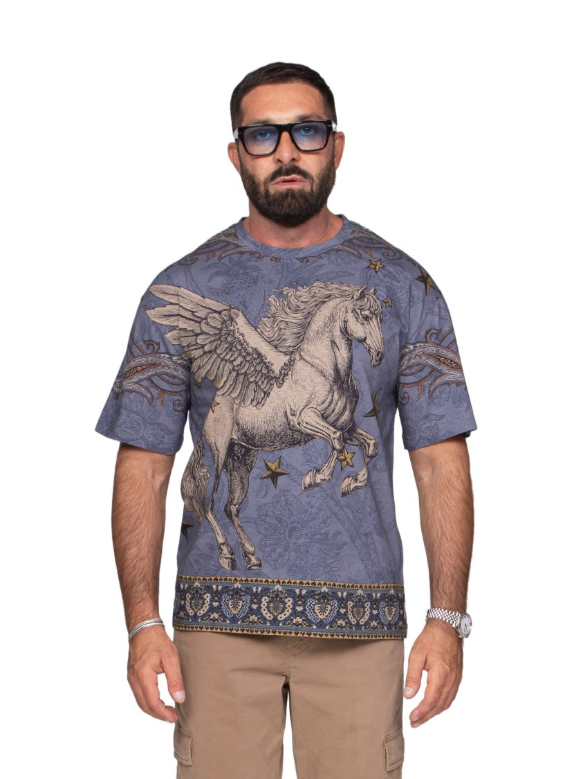 Etro Blue Soho Winged Horse Graphic T-Shirt