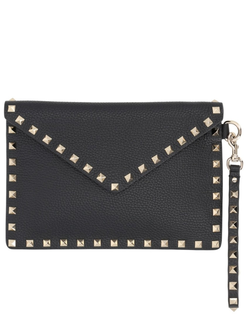 Valentino Garavani Medium Textured Leather Pouch With Rockstud Detail