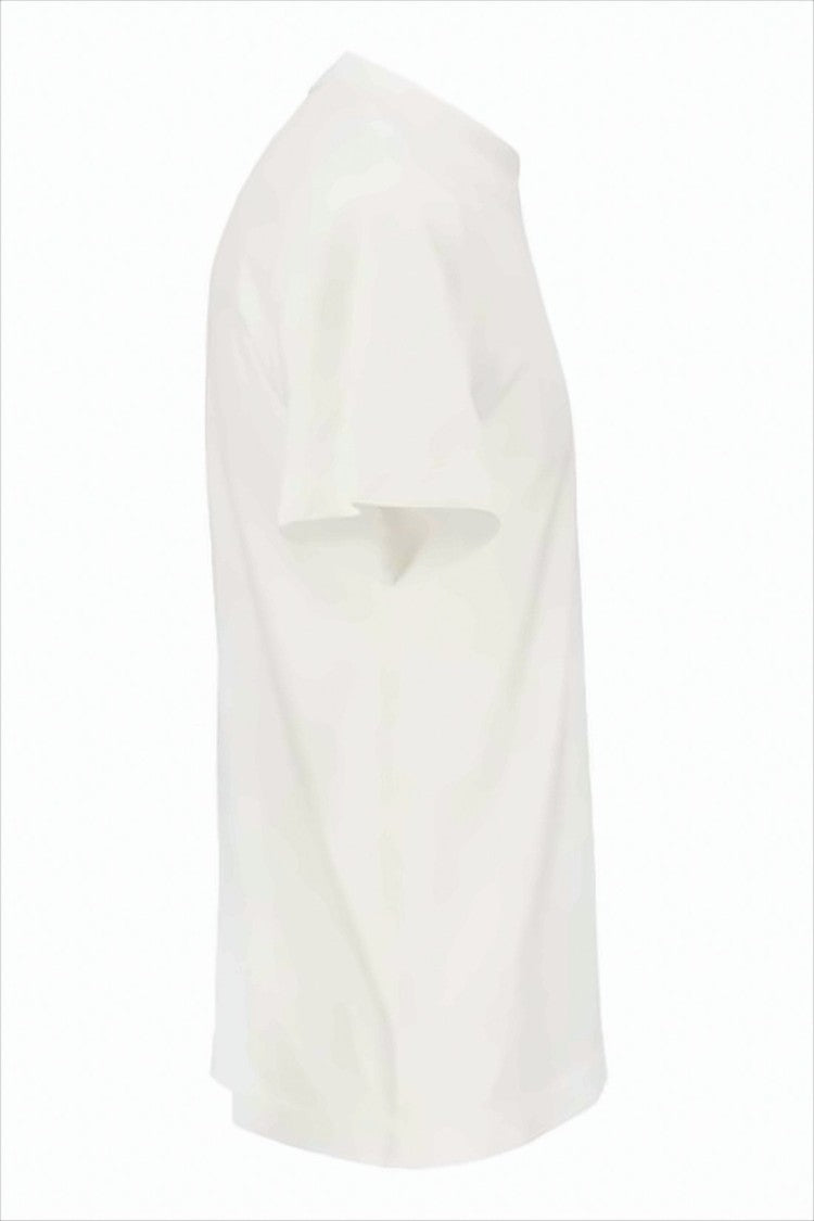 Stone Island White Cotton T-Shirt With Rectangular Patch Logo