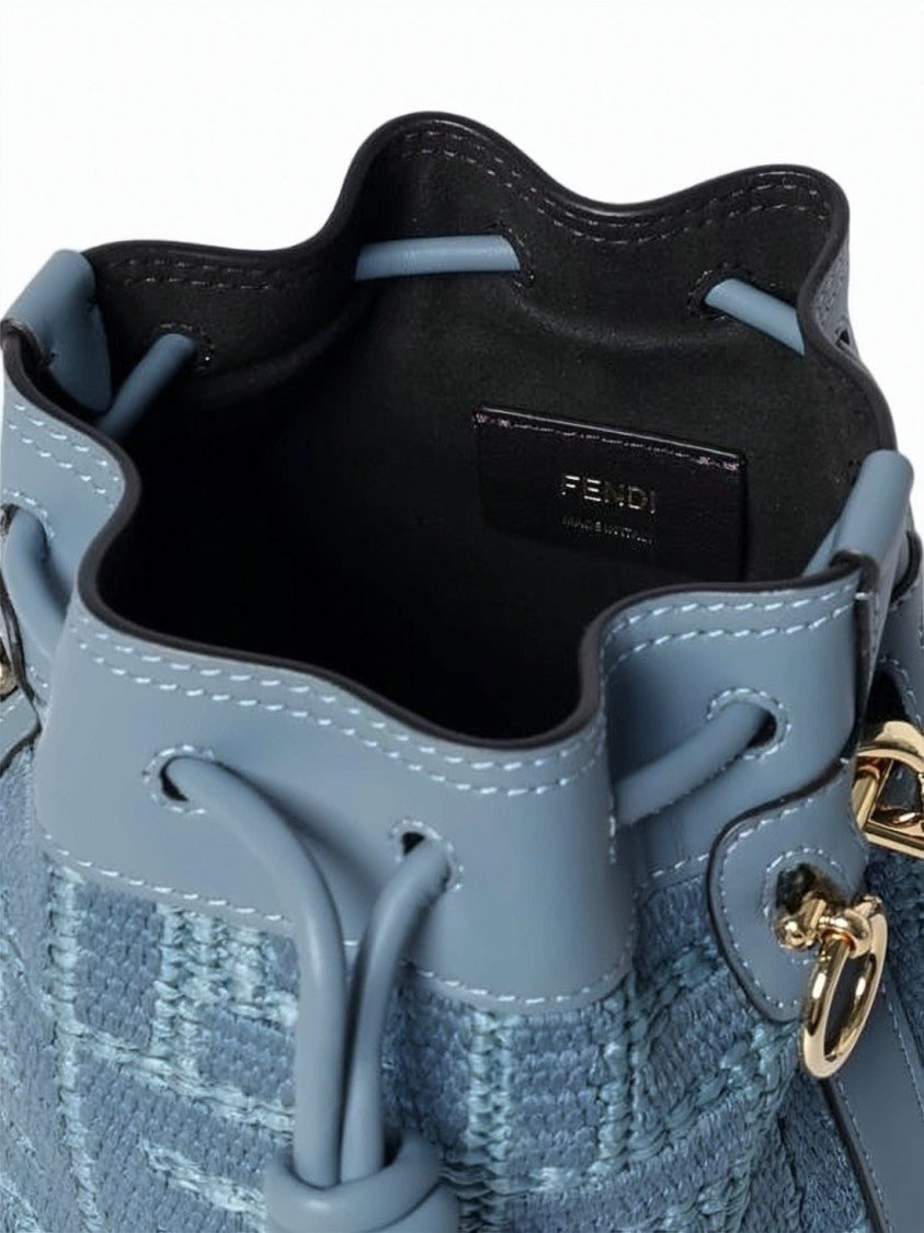 Fendi Textured Bucket Shoulder Bag With Drawstring Closure