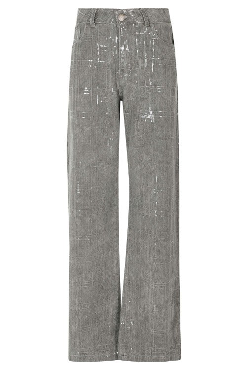Federica Tosi Antracite Sequined Wide-Leg Jeans