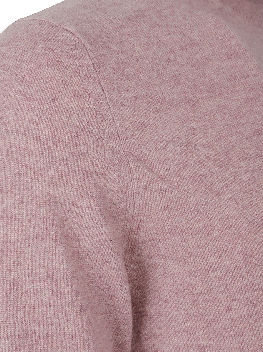 Ballantyne Fine-Knit Sweater With High Mock Neck And Ribbed Details