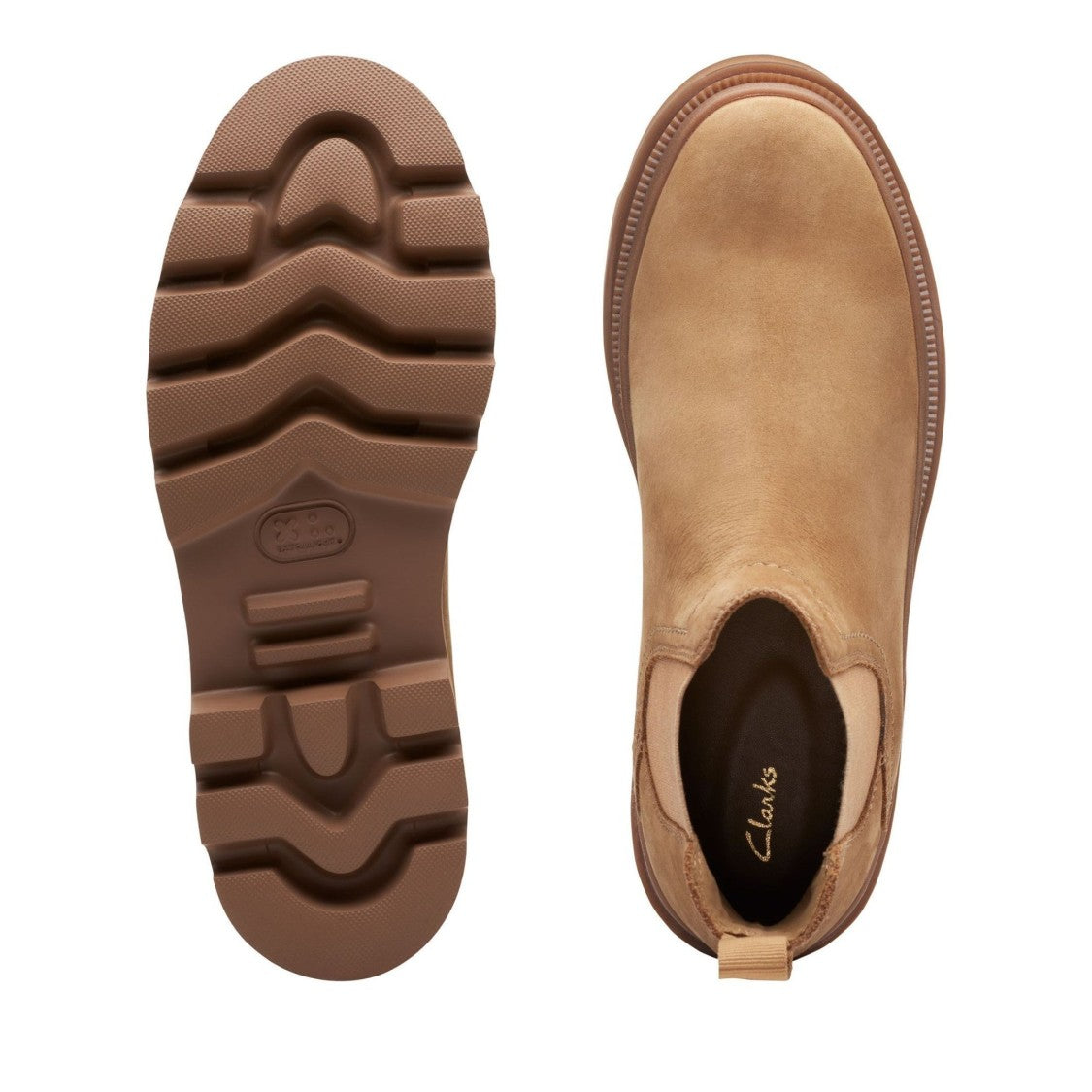 Clarks Badell Top Beige Elastic Side Nubuck Ankle Boots
