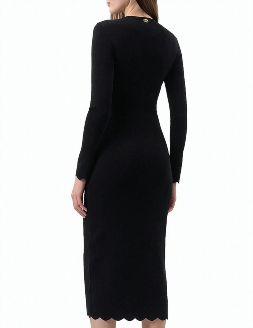 Twin-Set Viscose-Blend Scalloped Punched Longuette Dress