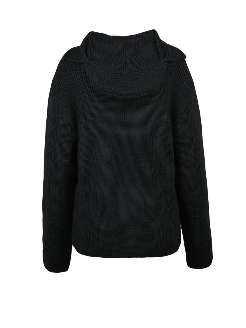 Courrèges Merino Wool Sweater With Zip Closure And Attached Hood