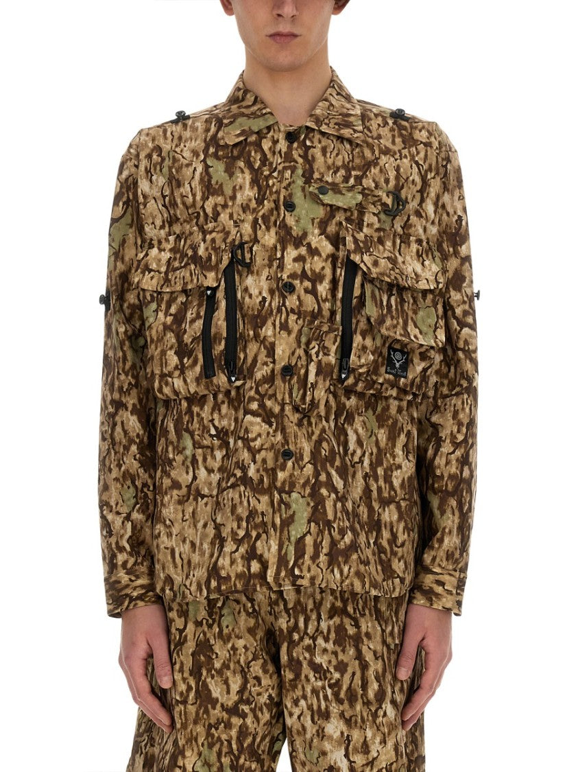 South2 West8 Camouflage Print Oversized Jacket