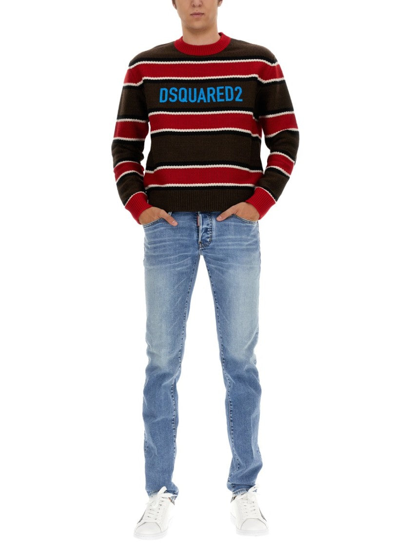 Dsquared2 Horizontal Striped Knit Sweater