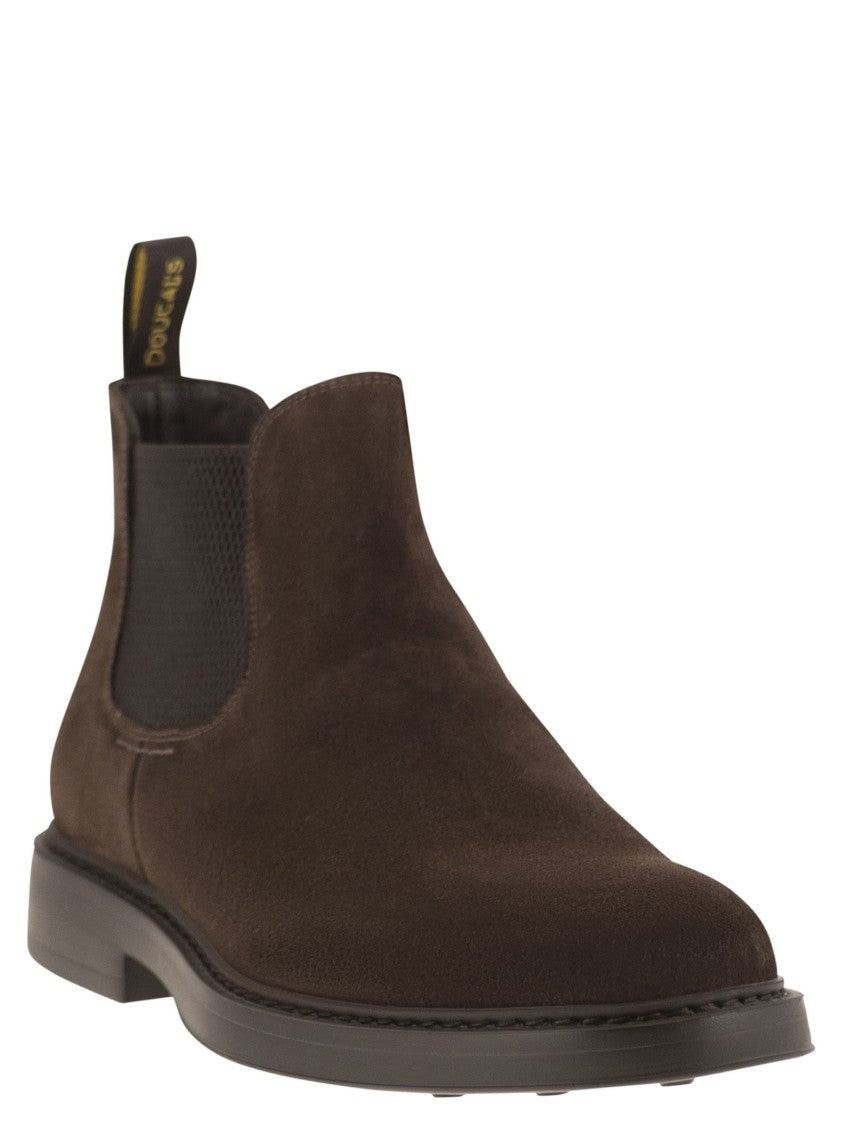 Doucal's Brown Suede Chelsea Boot With Elasticated Sides