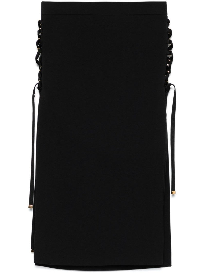 Elisabetta Franchi Fitted Midi Skirt With Side Lace-Up Detail